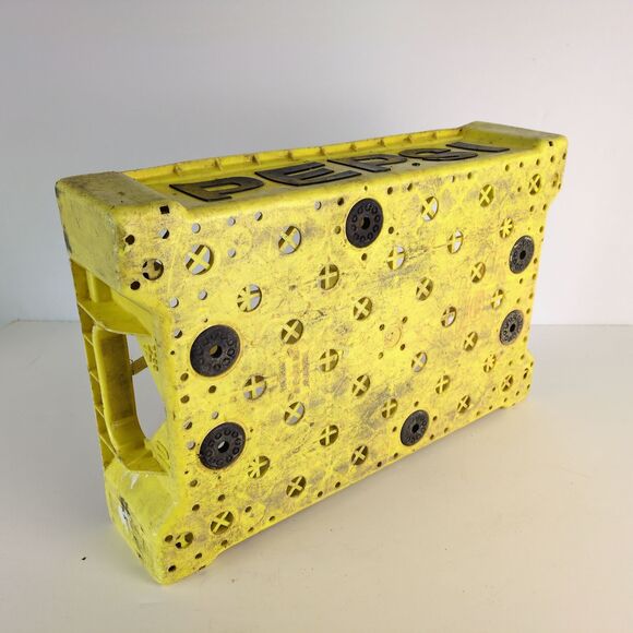 Vintage Yellow Black Plastic Pepsi Cola Crate 4 Cell Tray 18x12x4" Union Carbide - Picture 7 of 7
